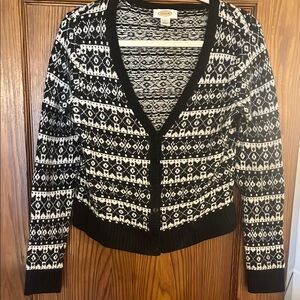 Talbots Black and White Patterned Cardigan